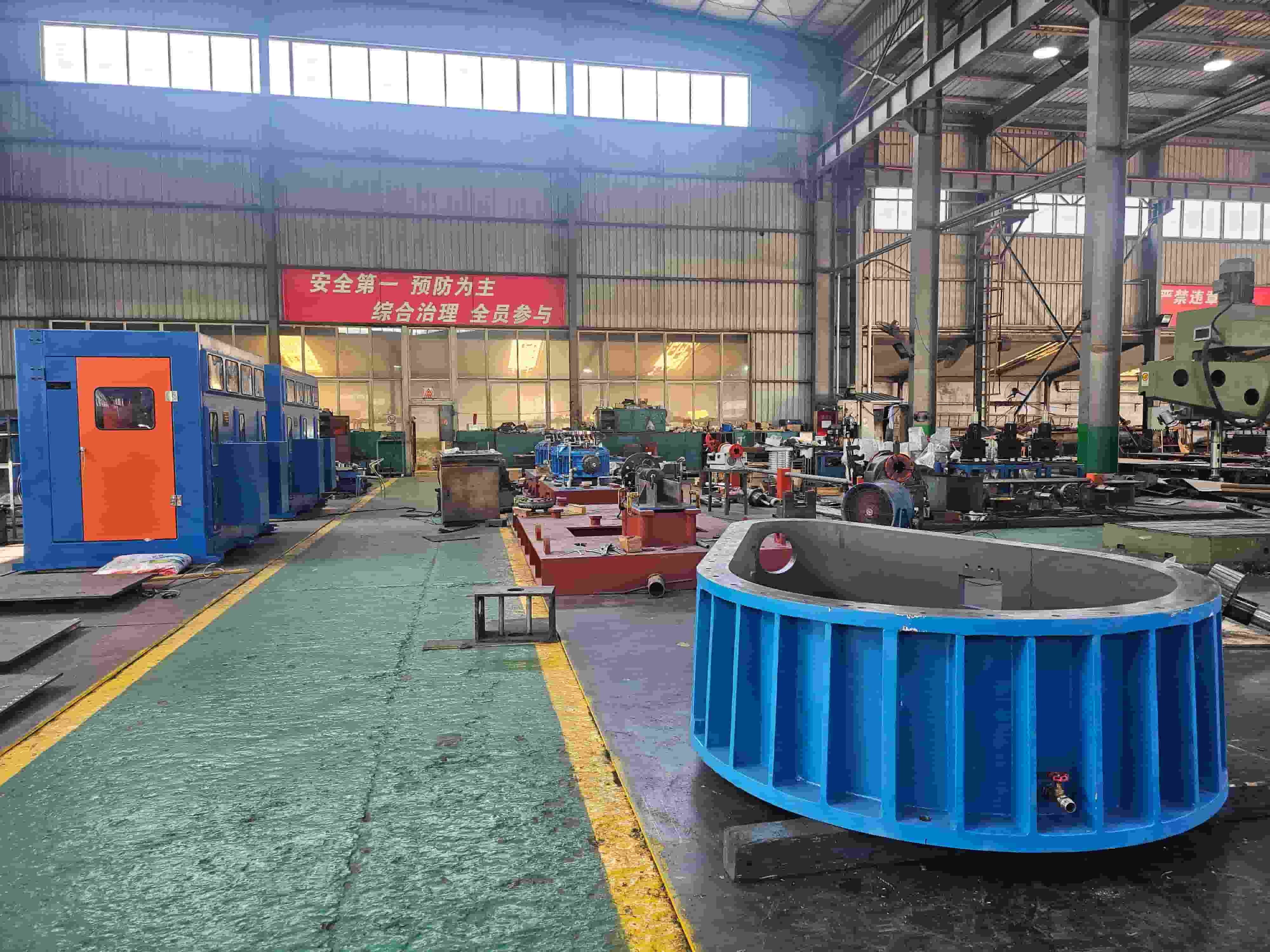 Several lead extruding machines are currently being assembled.